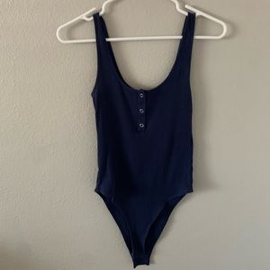Navy button down bodysuit